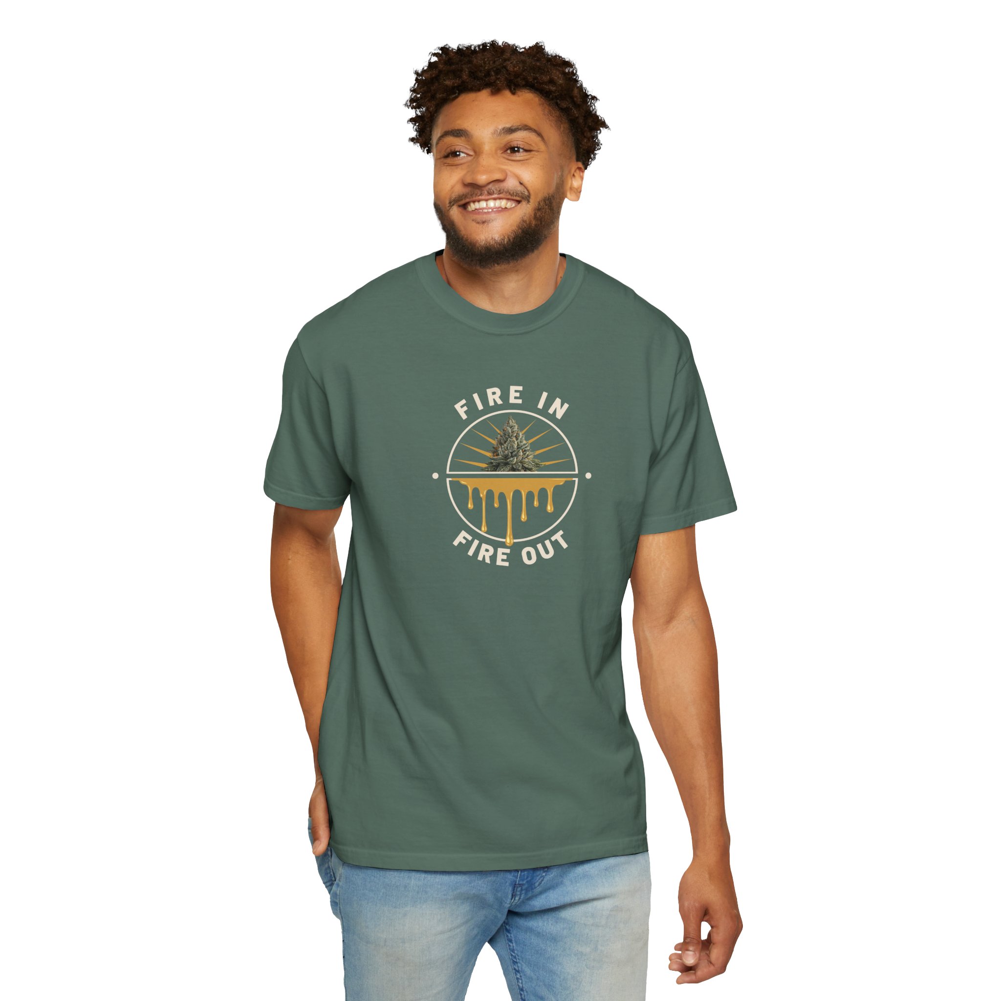 Fire In Fire Out Cannabis T-Shirt | Premium Solventless Hash Shirt | Rosin Culture Graphic Tee | Comfort Colors | Stoner Streetwear - Image 3
