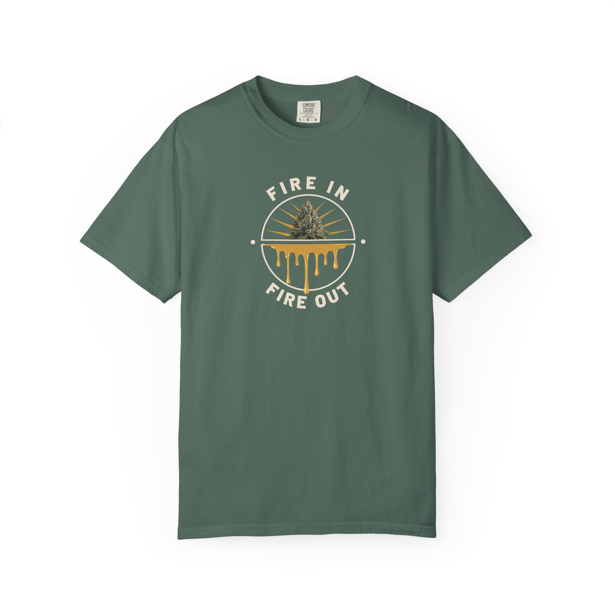 Fire In Fire Out Cannabis T-Shirt | Premium Solventless Hash Shirt | Rosin Culture Graphic Tee | Comfort Colors | Stoner Streetwear - Image 2