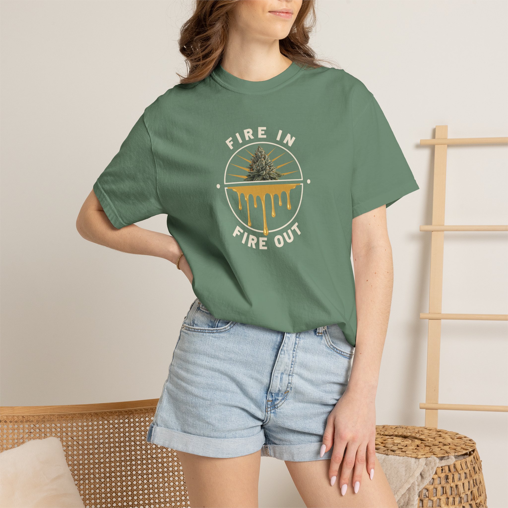 Fire In Fire Out Cannabis T-Shirt | Premium Solventless Hash Shirt | Rosin Culture Graphic Tee | Comfort Colors | Stoner Streetwear - Image 9