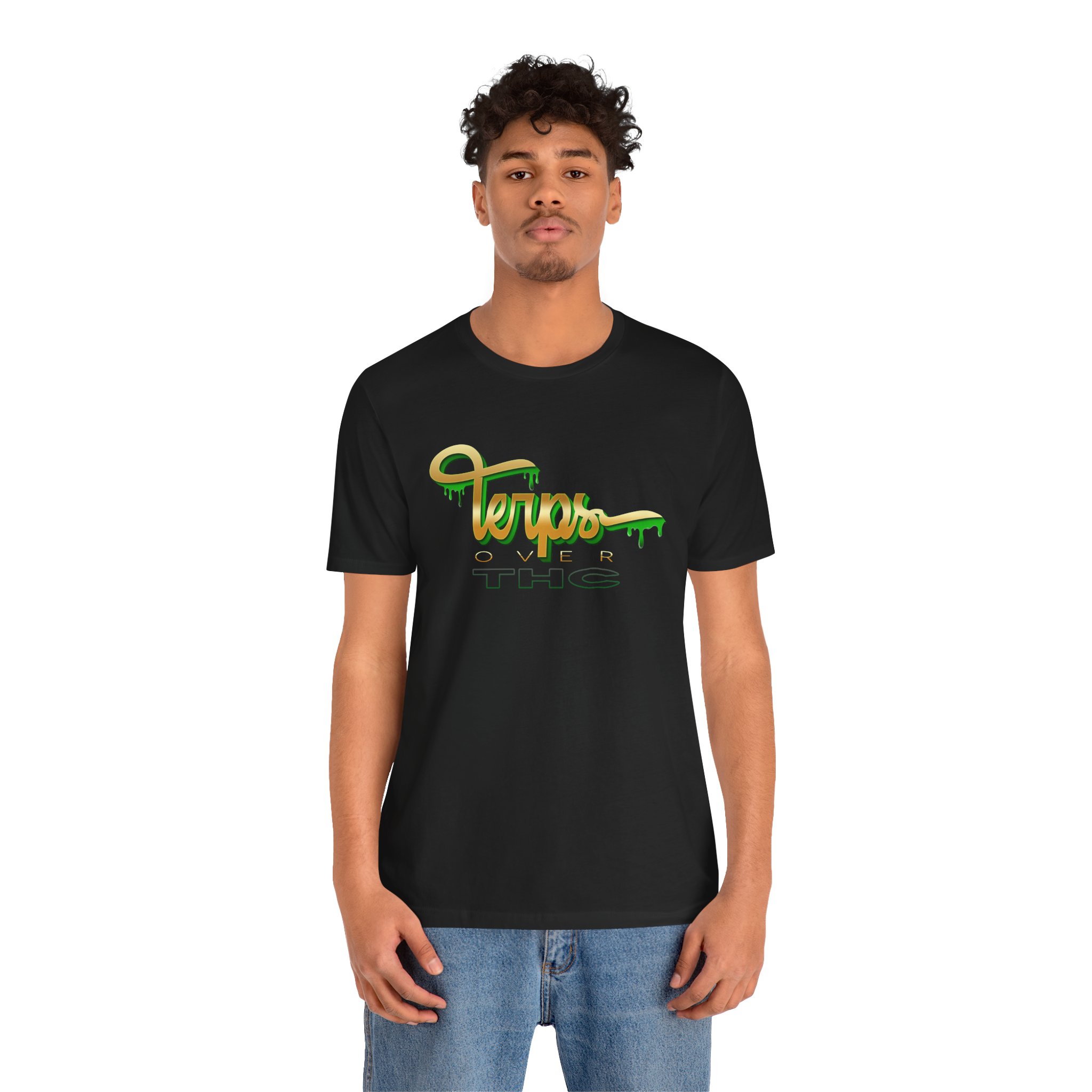 Terps Over THC T-shirt, Cannabis Connoisseur Tee, Hand Drawn Font Shirt, Cannabis Plant Terpenes, Unisex Jersey Tee, THC Levels Shirt - Image 3