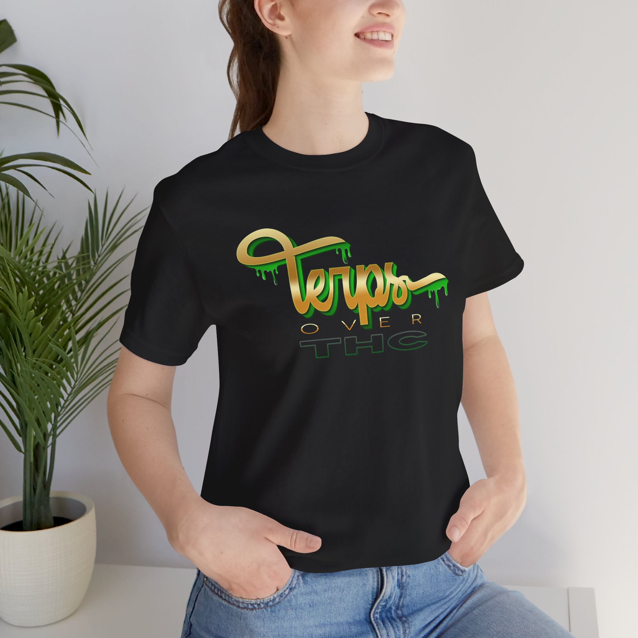 Terps Over THC T-shirt, Cannabis Connoisseur Tee, Hand Drawn Font Shirt, Cannabis Plant Terpenes, Unisex Jersey Tee, THC Levels Shirt - Image 4