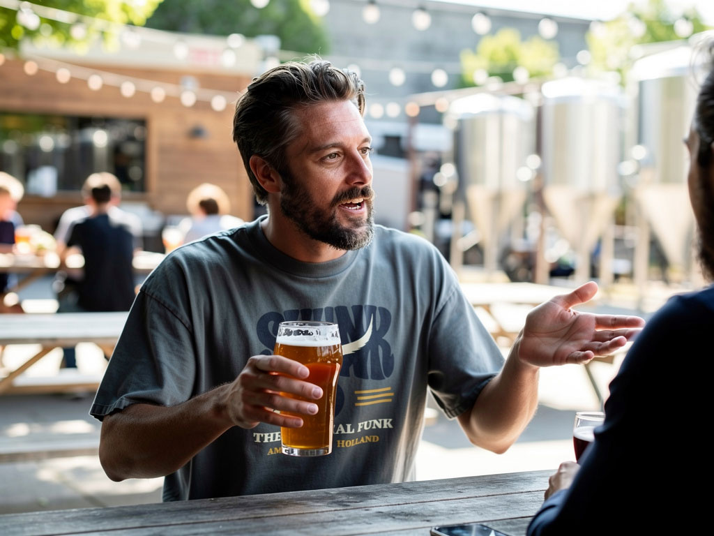 Skunk Number One shirt at a brewery