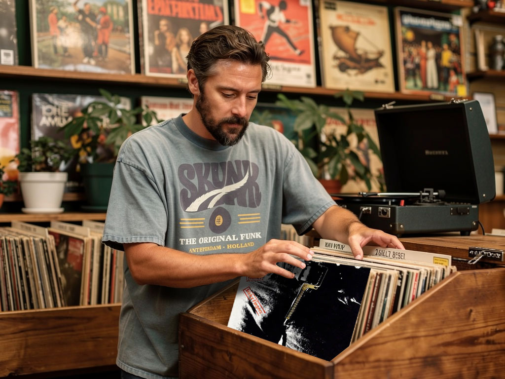 Skunk Number One shirt at a record shop