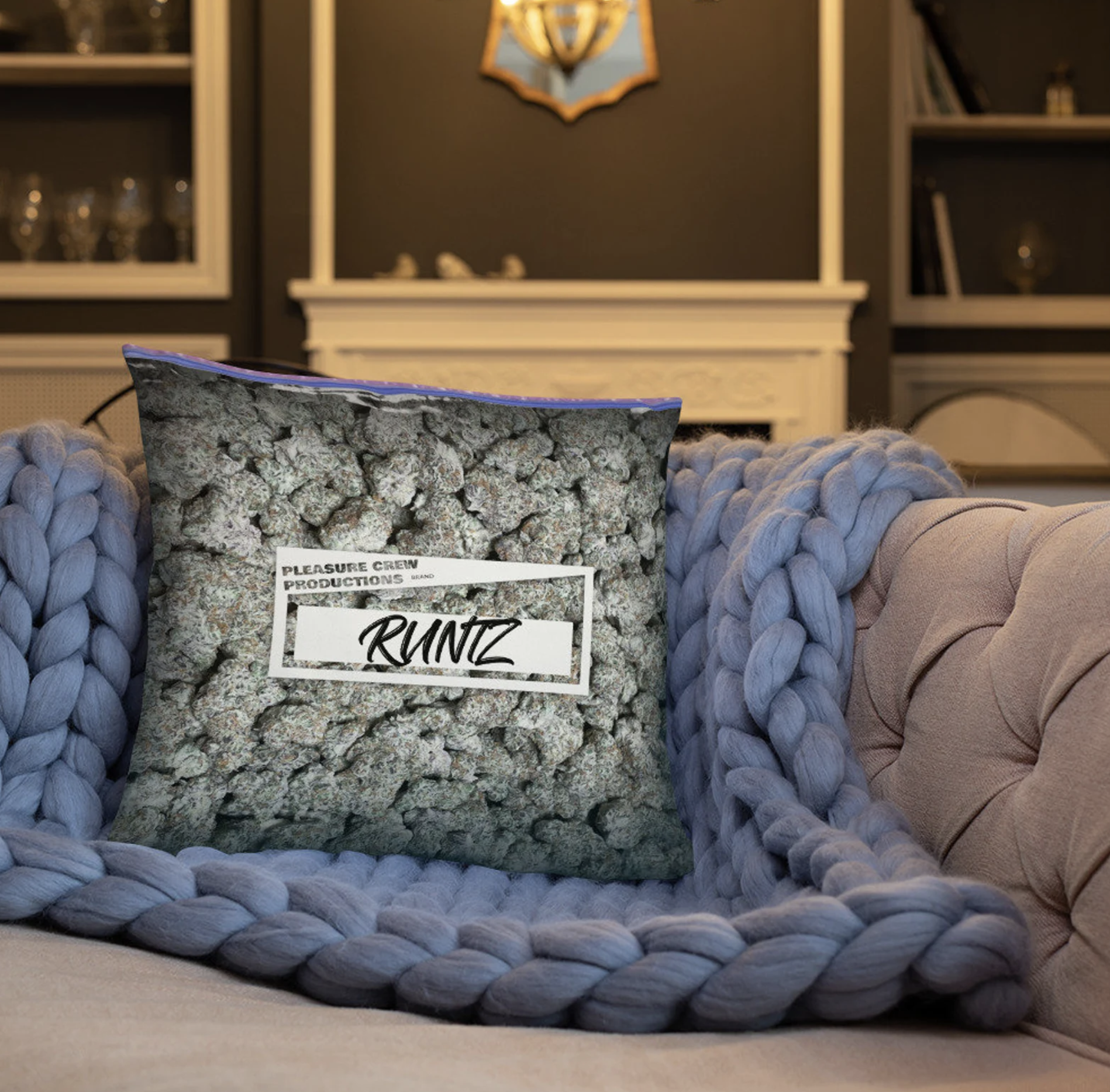 White Runtz Cannabis Bag Decorative Pillow